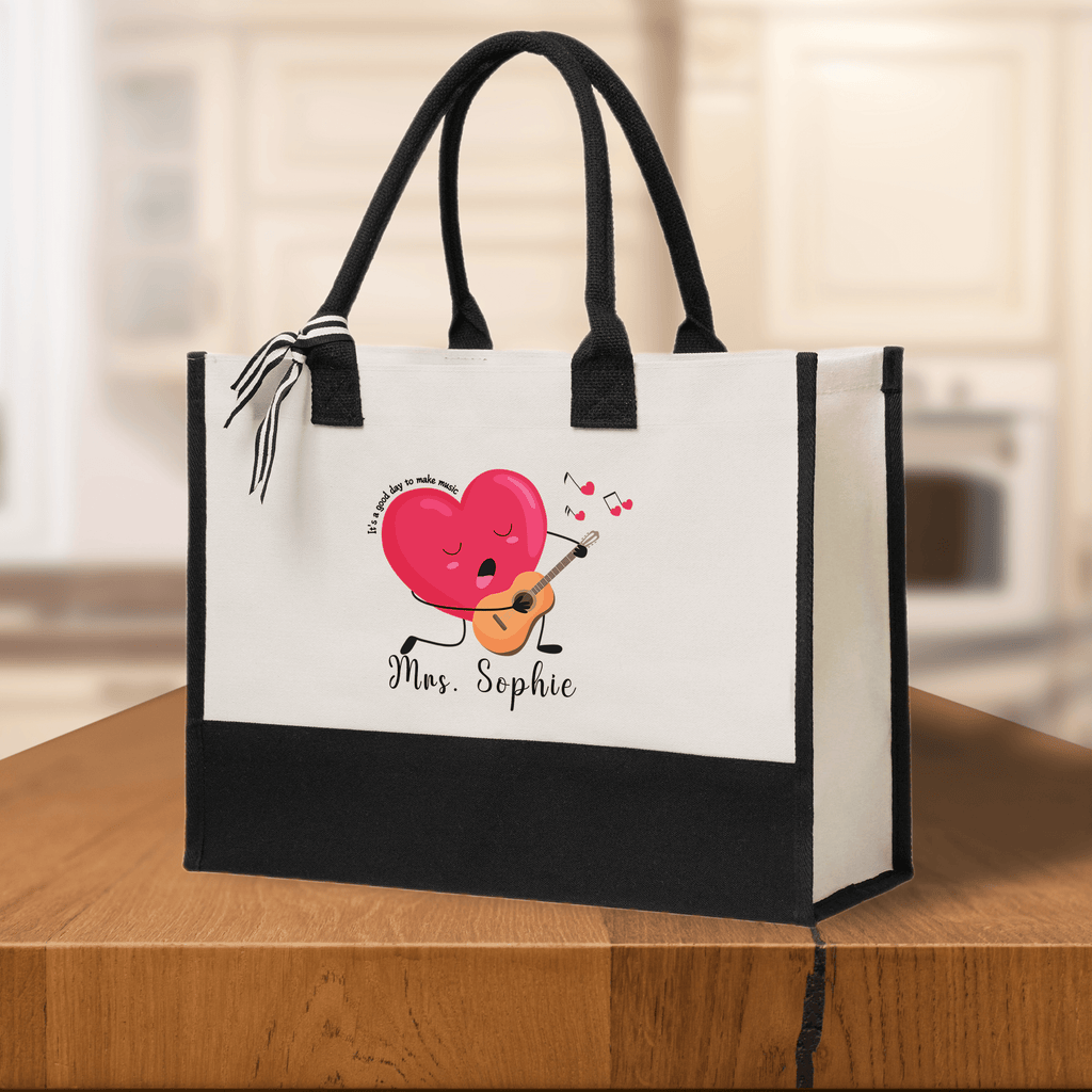 It's a Good Day to Make Music Tote Bag for Teacher Custom Totes