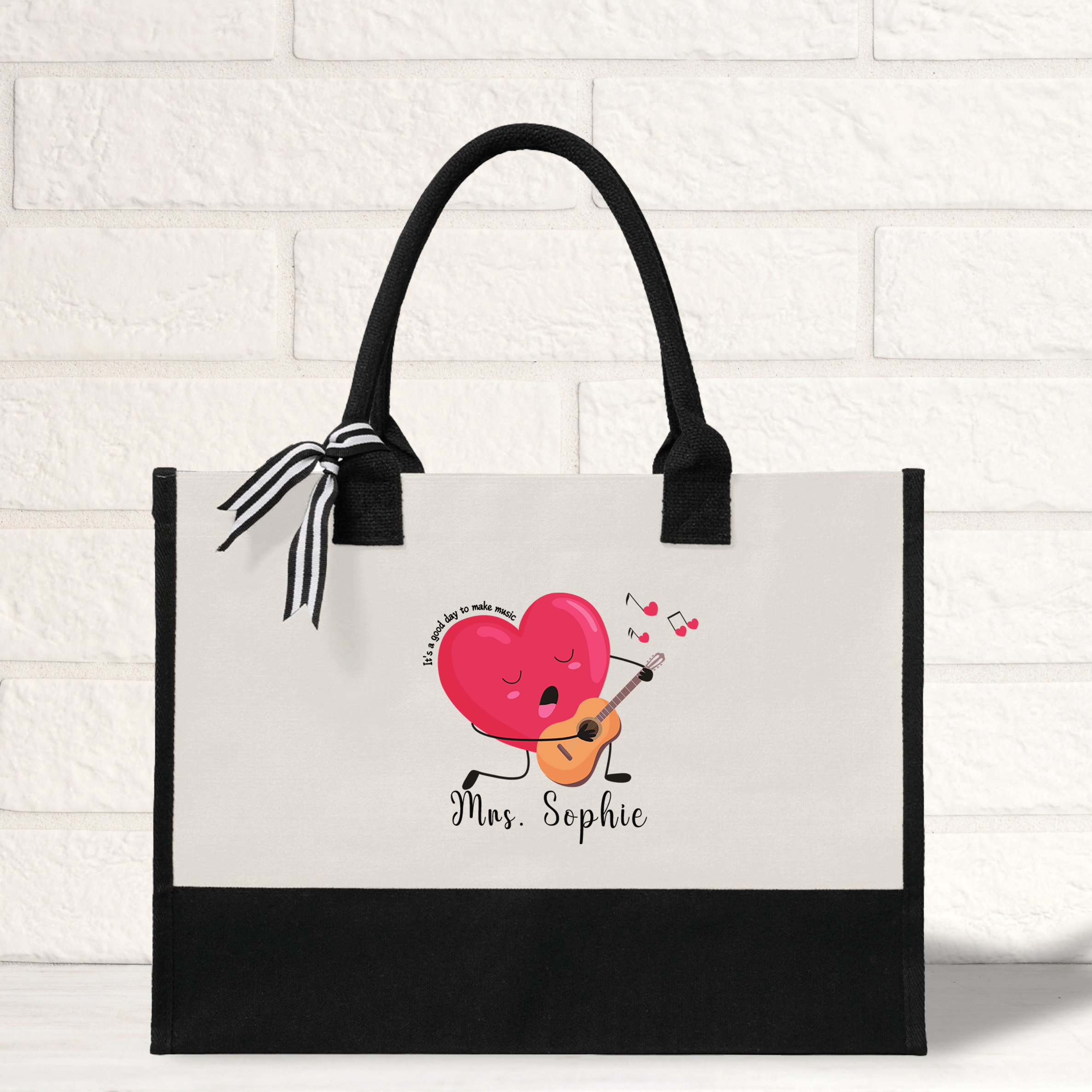 It's a Good Day to Make Music Tote Bag for Teacher Custom Totes