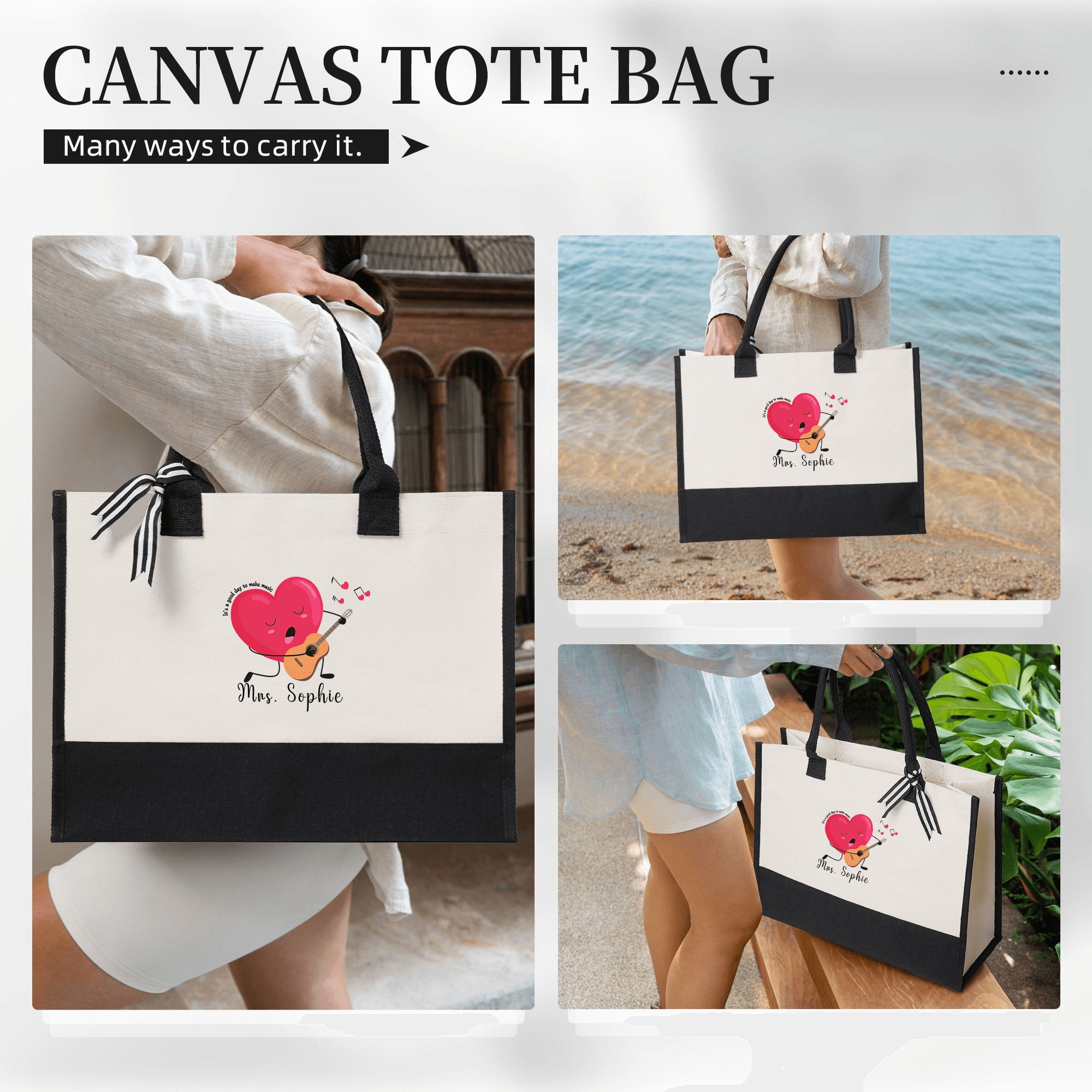 It's a Good Day to Make Music Tote Bag for Teacher Custom Totes