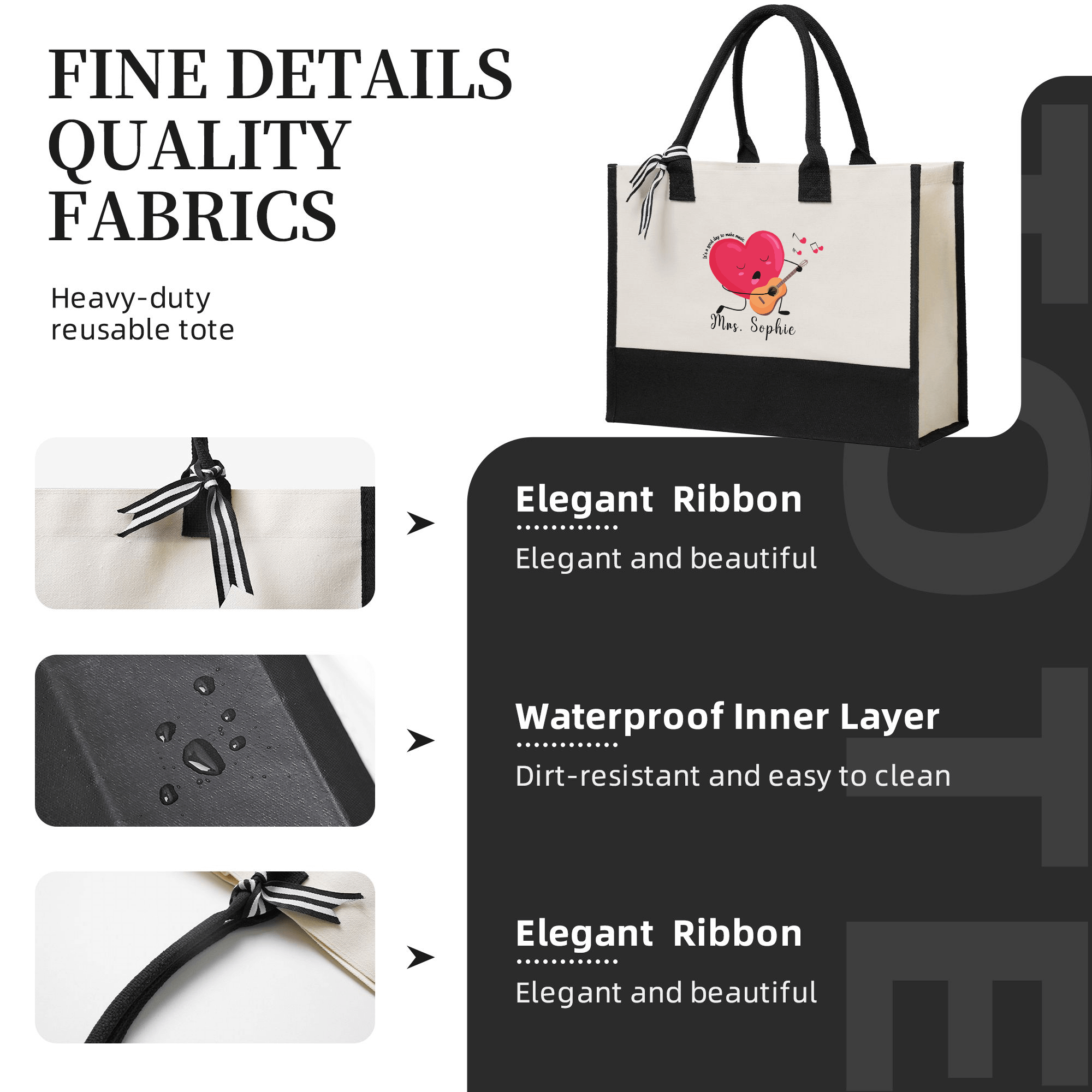 It's a Good Day to Make Music Tote Bag for Teacher Custom Totes