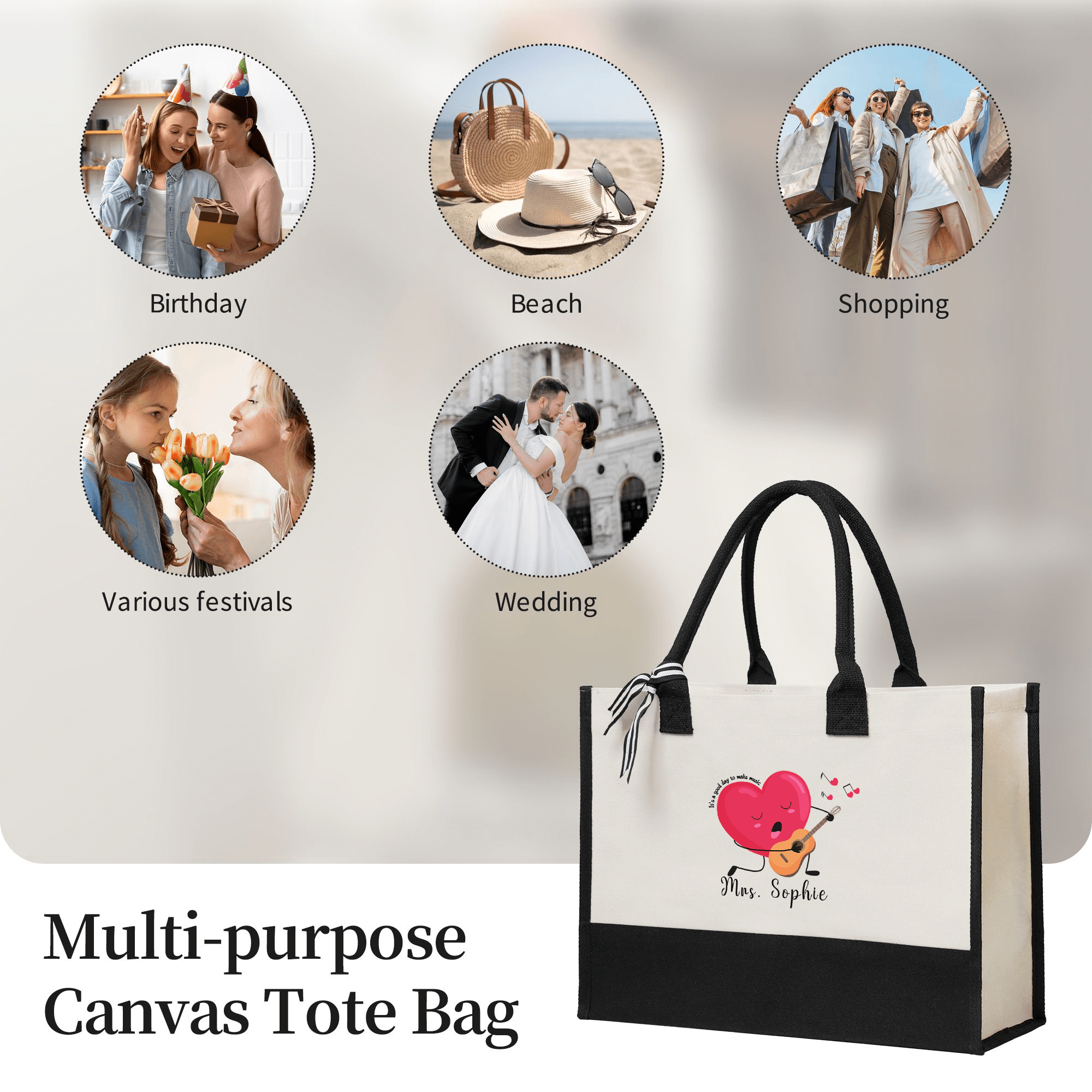 It's a Good Day to Make Music Tote Bag for Teacher Custom Totes