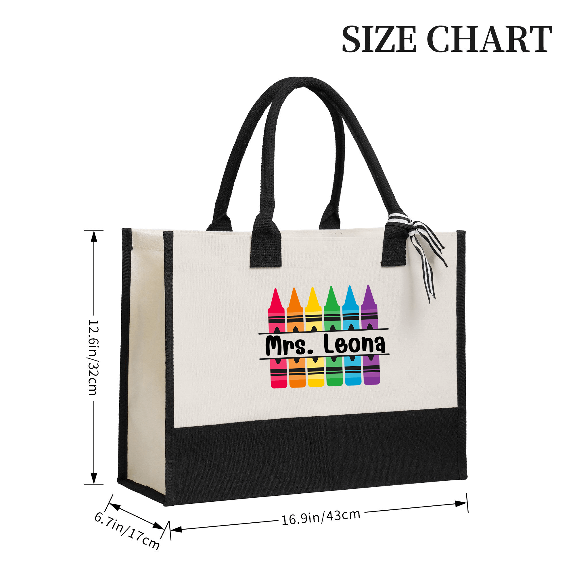 Crayon Custom Tote Personalized Name Teacher Bag Custom Tote Bag