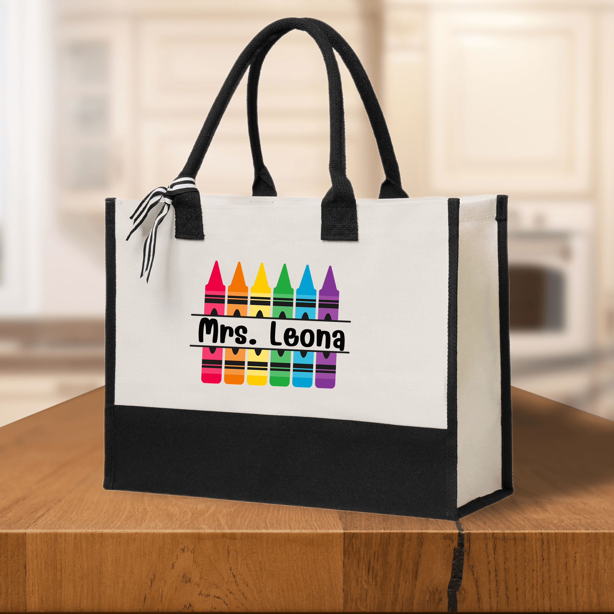 Crayon Custom Tote Personalized Name Teacher Bag Custom Tote Bag