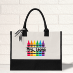 Crayon Custom Tote Personalized Name Teacher Bag Custom Tote Bag