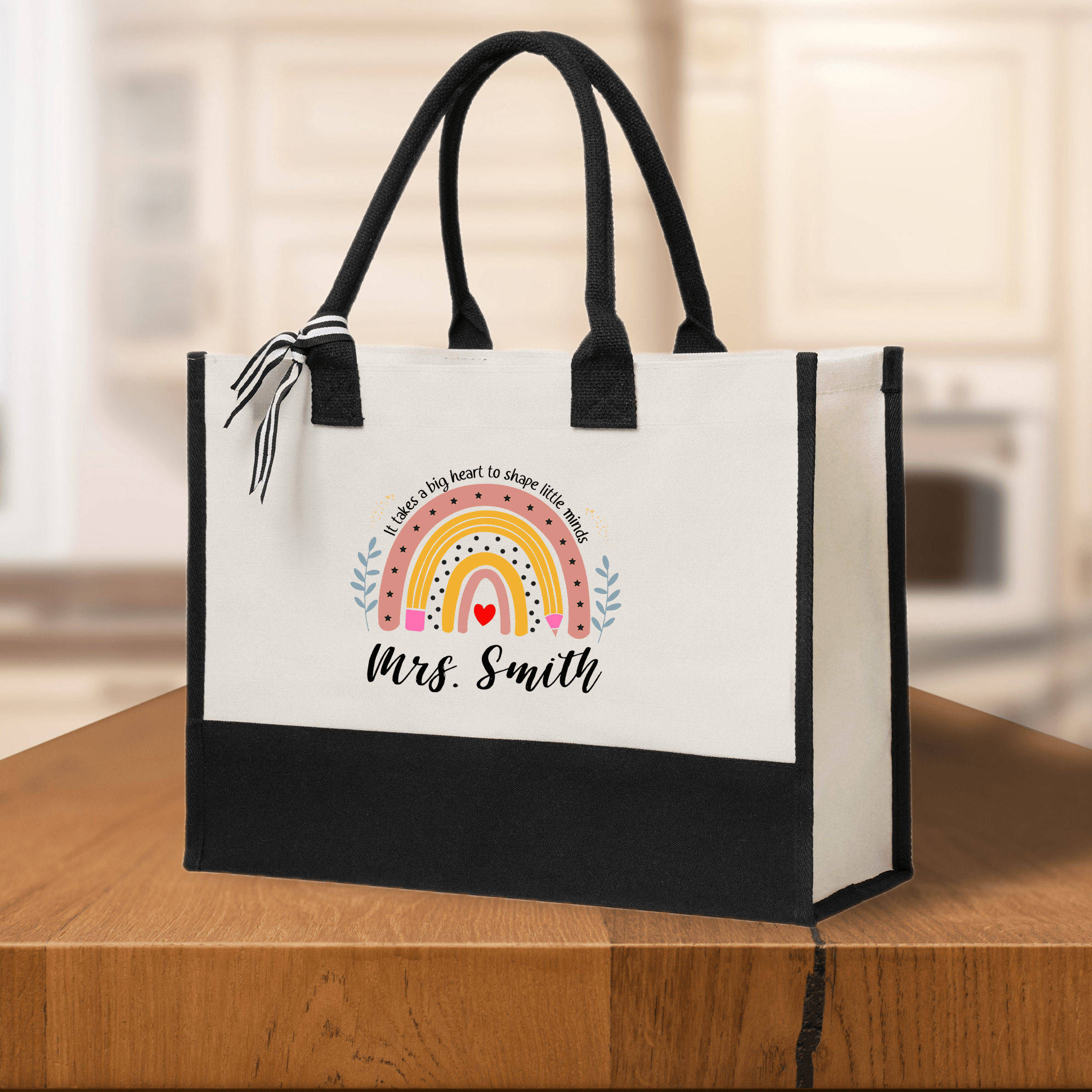 Pencil Rainbow Custom Teacher Tote Bag Custom Teacher Bag