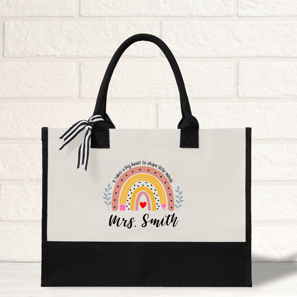 Pencil Rainbow Custom Teacher Tote Bag Custom Teacher Bag