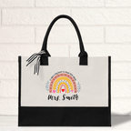Pencil Rainbow Custom Teacher Tote Bag Custom Teacher Bag