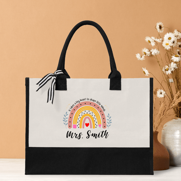 Pencil Rainbow Custom Teacher Tote Bag Custom Teacher Bag