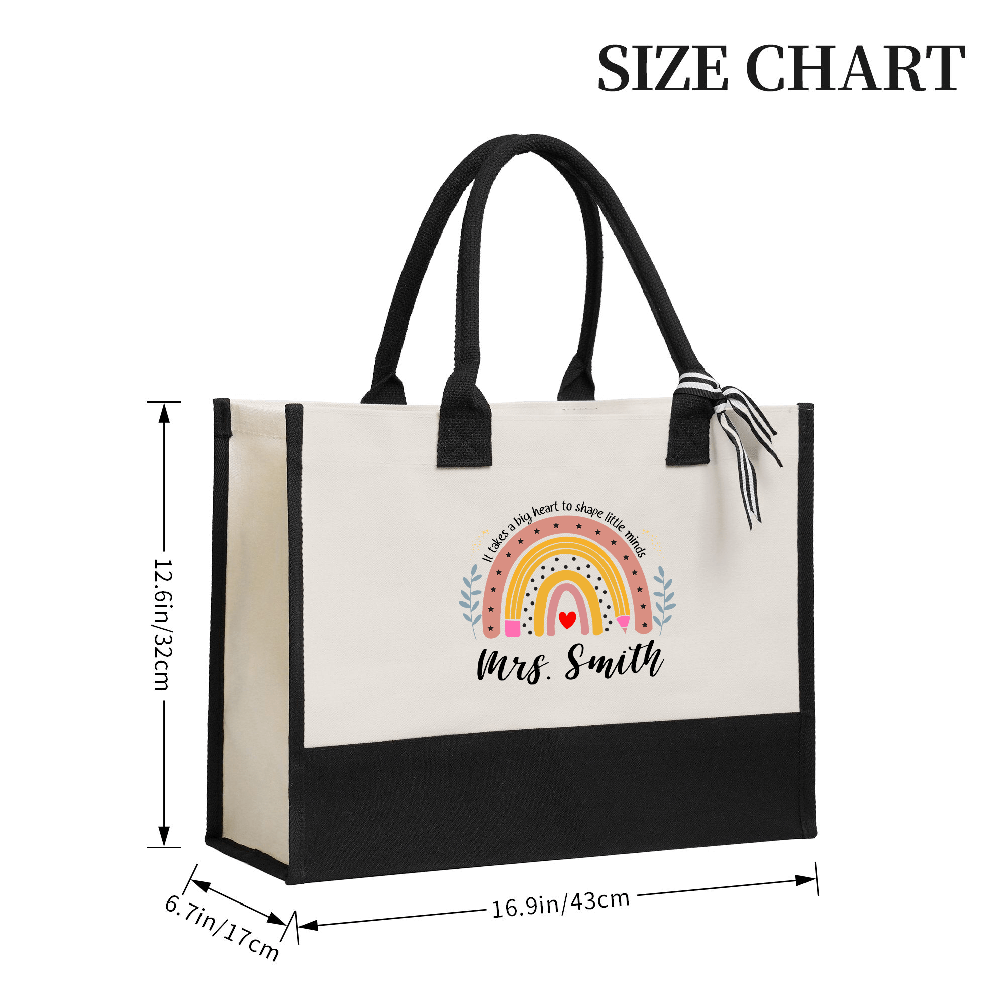 Pencil Rainbow Custom Teacher Tote Bag Custom Teacher Bag