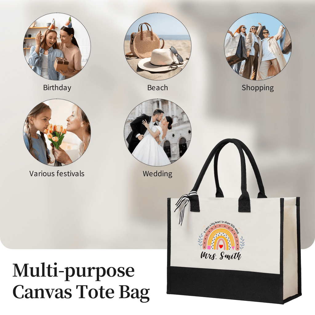 Pencil Rainbow Custom Teacher Tote Bag Custom Teacher Bag