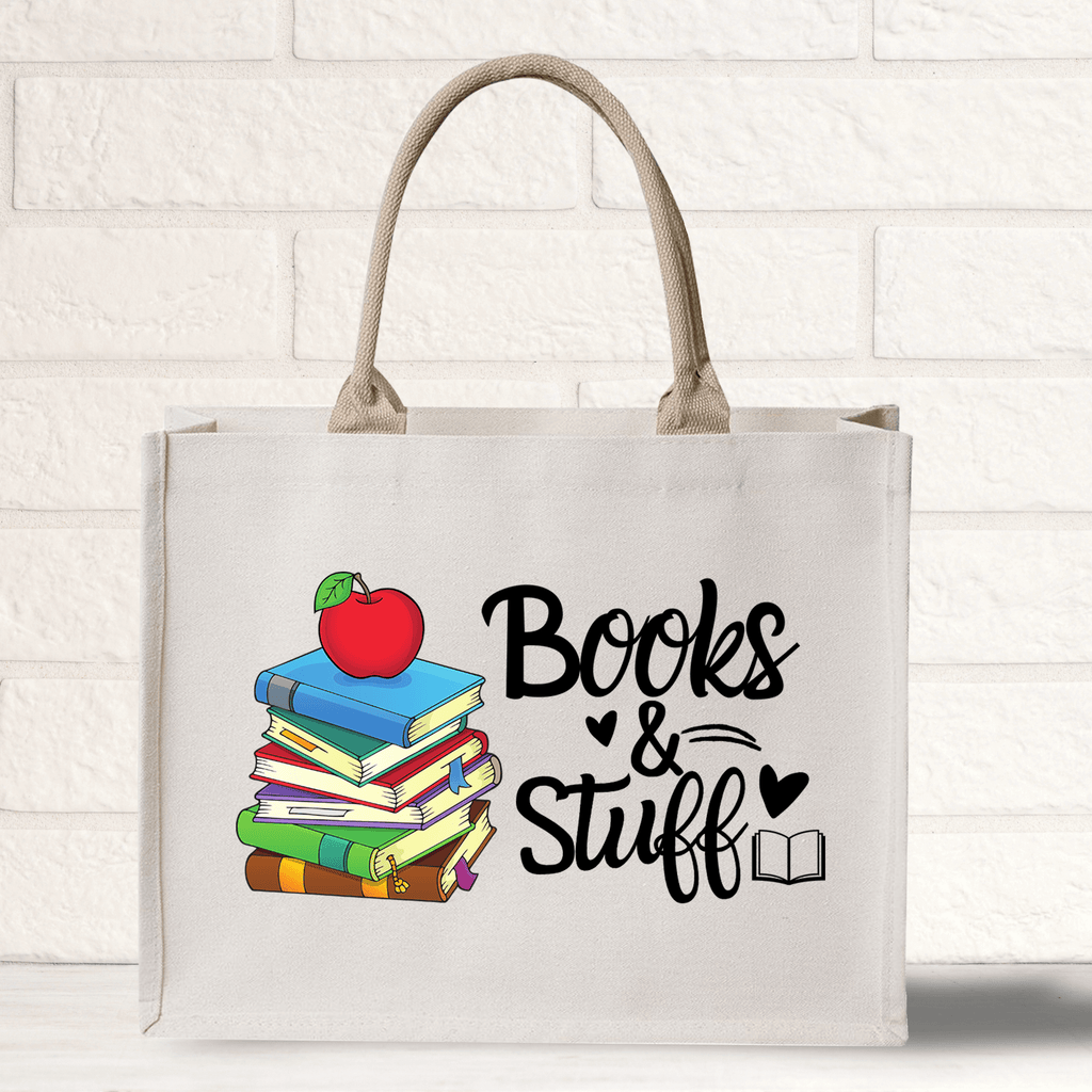 Books and Stuff Custom Teacher Name Bag Tote Bags Canvas Teacher