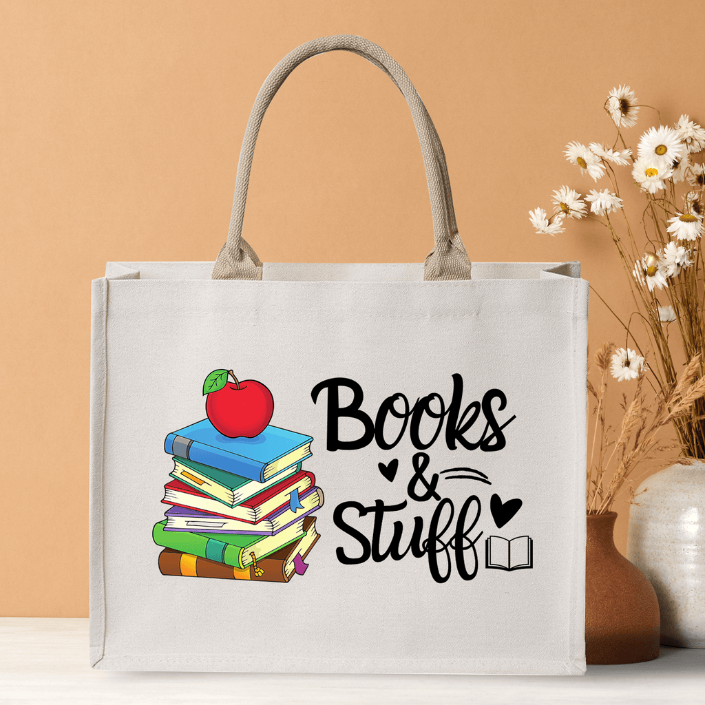Books and Stuff Custom Teacher Name Bag Tote Bags Canvas Teacher