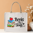 Books and Stuff Custom Teacher Name Bag Tote Bags Canvas Teacher