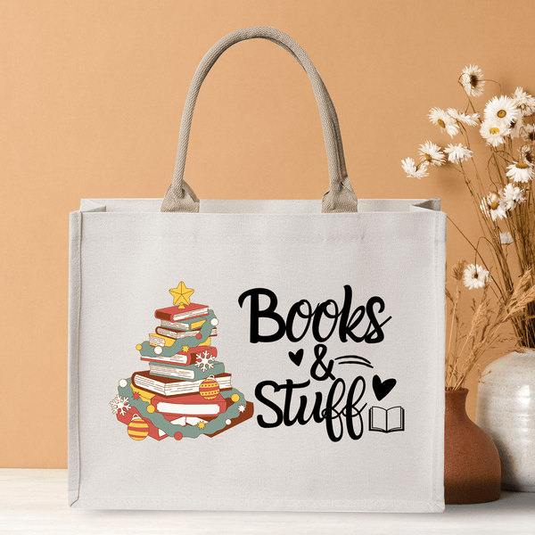 Books and Stuff Christmas Custom Teacher Name Bag Tote Bags