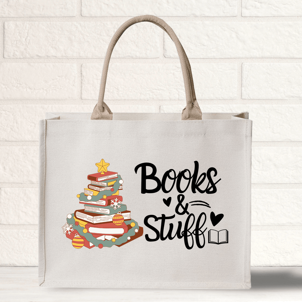 Books and Stuff Christmas Custom Teacher Name Bag Tote Bags