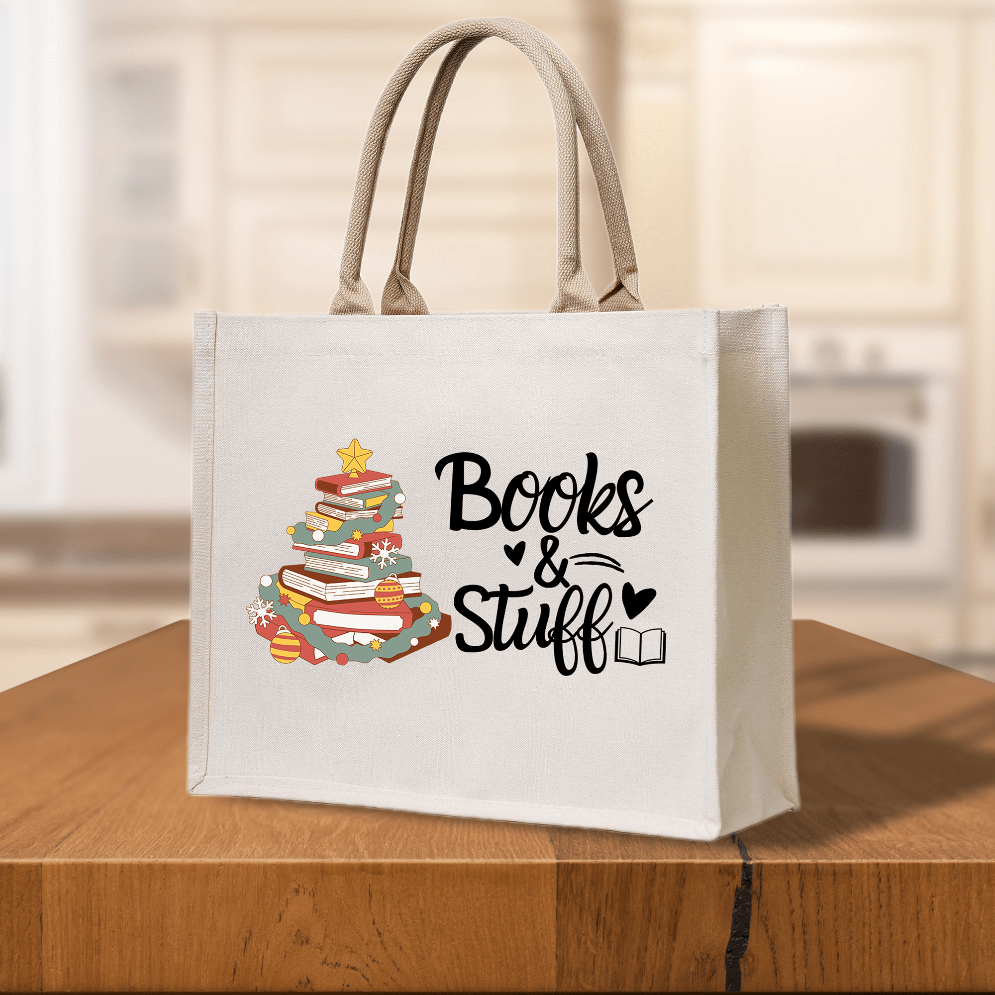 Books and Stuff Christmas Custom Teacher Name Bag Tote Bags