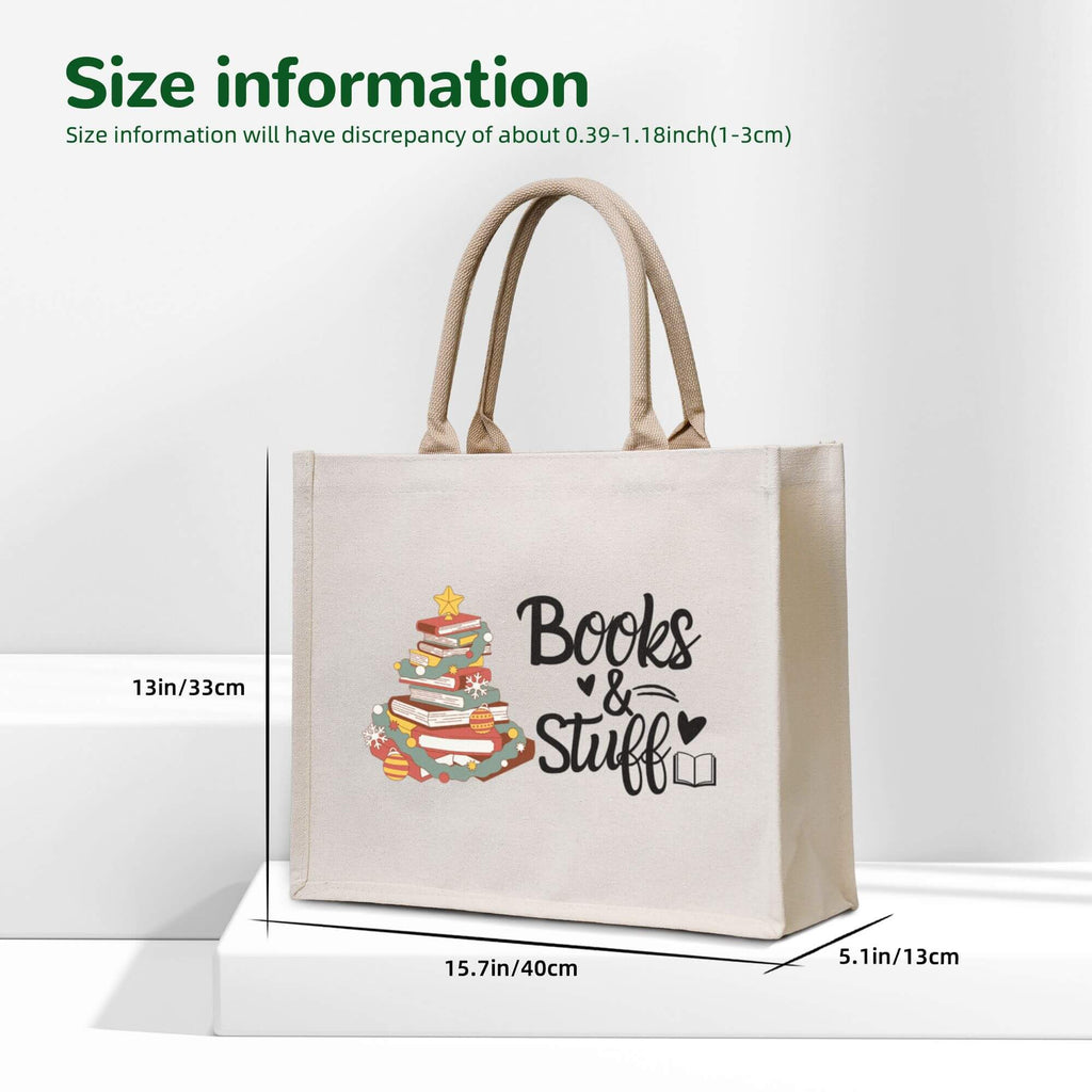 Books and Stuff Christmas Custom Teacher Name Bag Tote Bags