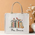 Books With Flower Teacher Name Bag Personalized Teacher Gifts