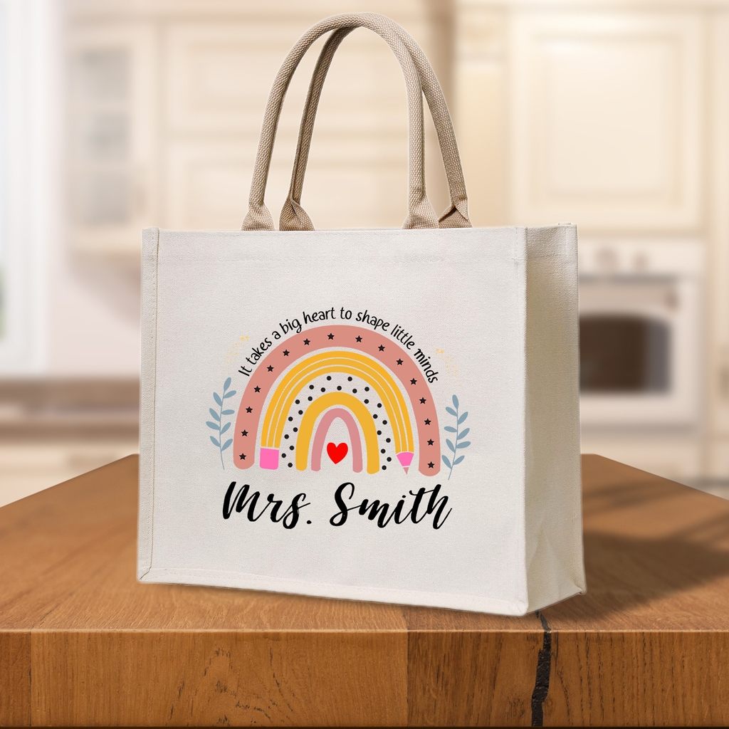 Rainbow Pencil Personalized Teacher Tote Bag Teacher Bag Gift