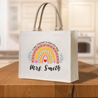 Rainbow Pencil Personalized Teacher Tote Bag Teacher Bag Gift