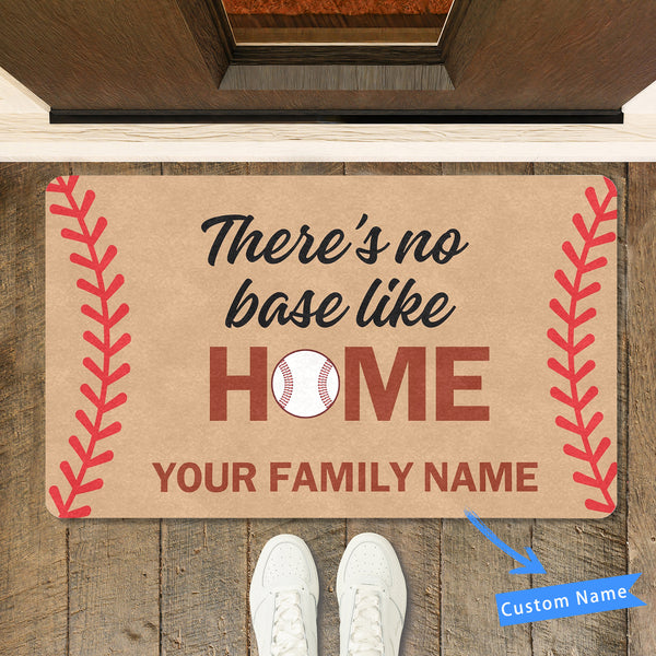 There's No Base Like Home Baseball Doormat Baseball Family