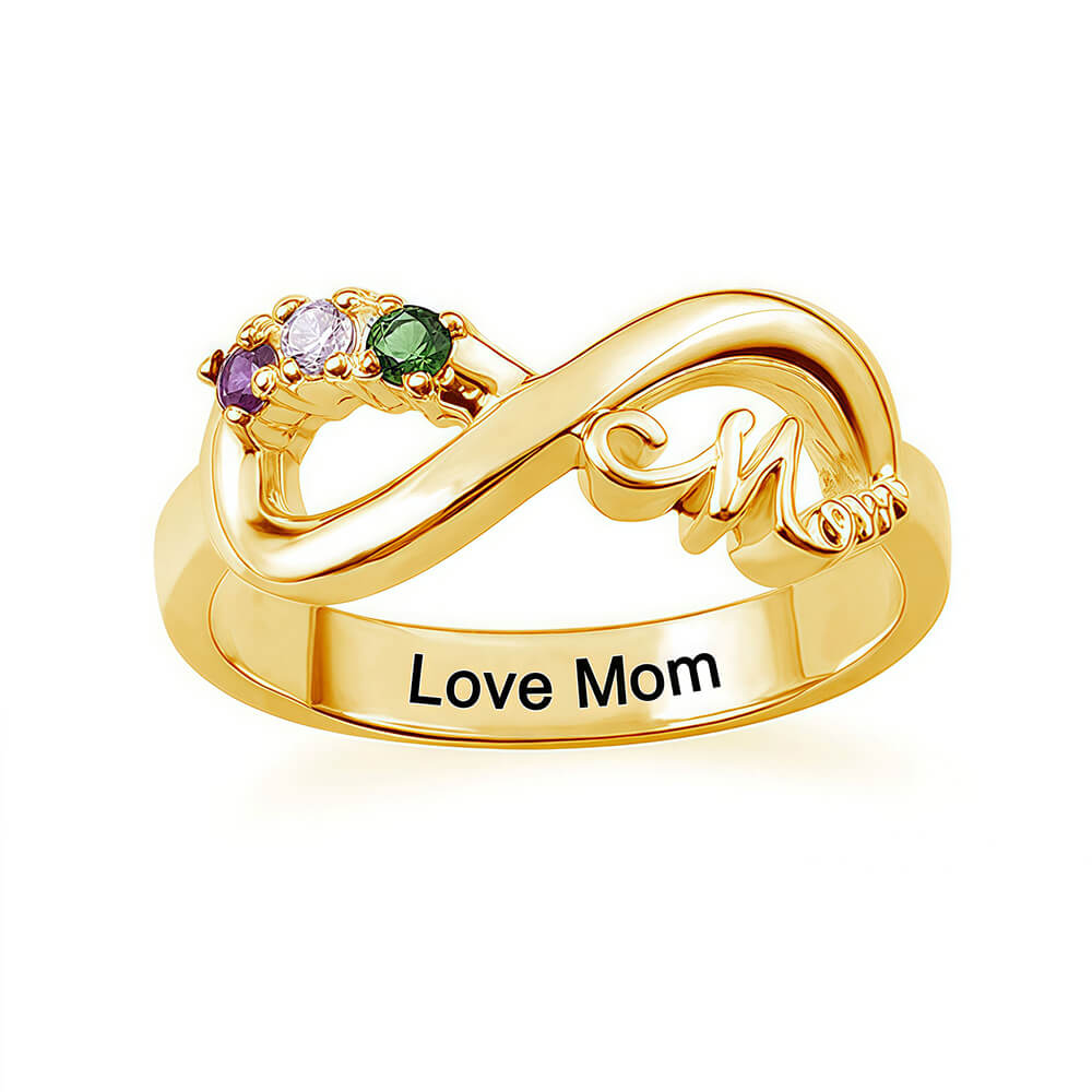 Personalised Infinity Birthstone Ring in Sterling Silver