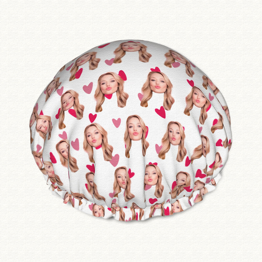 Colorful Hearts Design Custom Shower Cap – Perfect Valentine's Day Gift