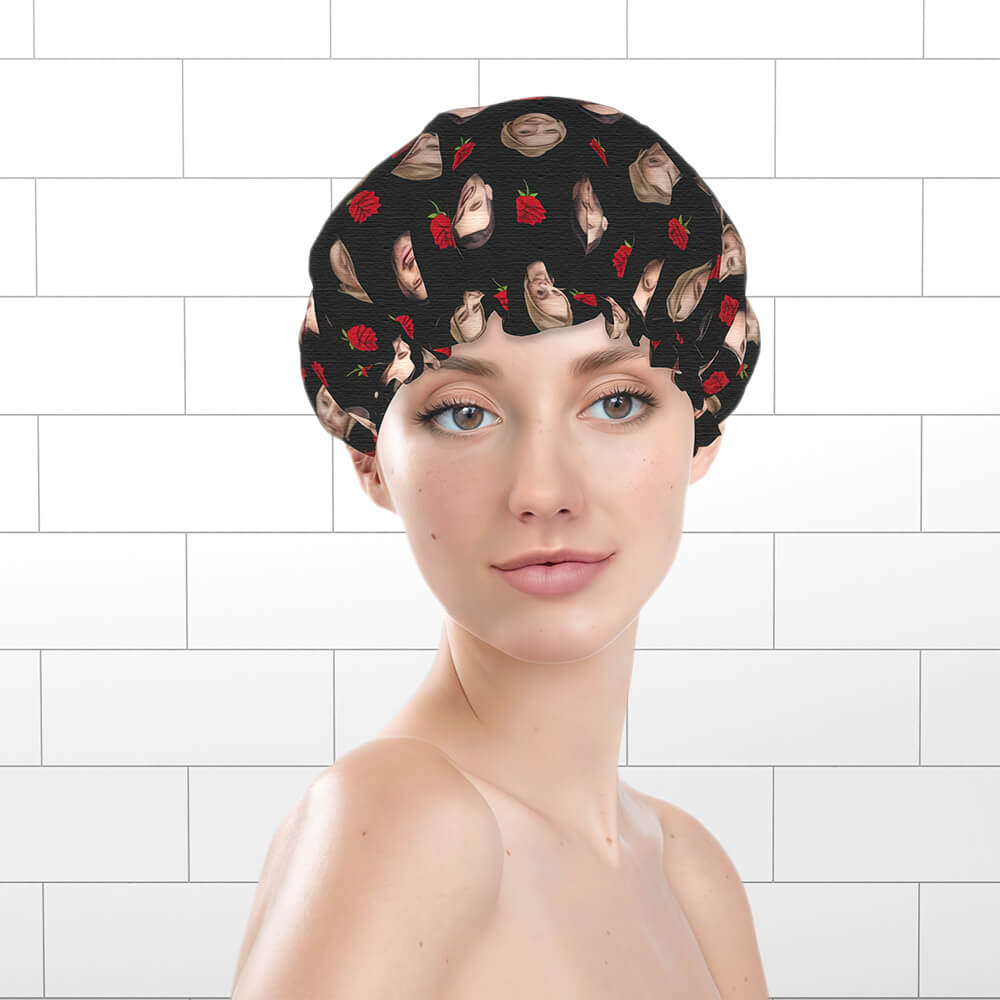 custom rose shower cap