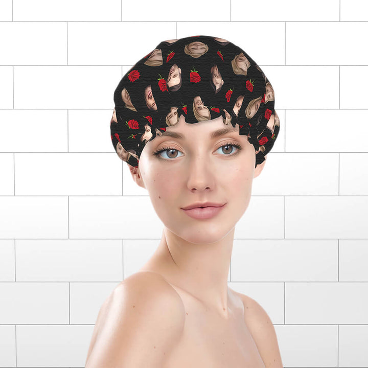 custom rose shower cap