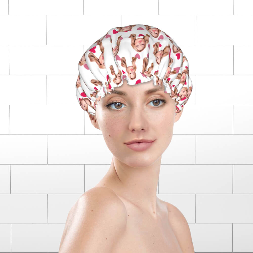 Colorful Hearts Design Custom Shower Cap – Perfect Valentine's Day Gift