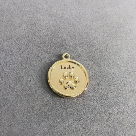 Round Paw Print Engraved Pet ID Tag
