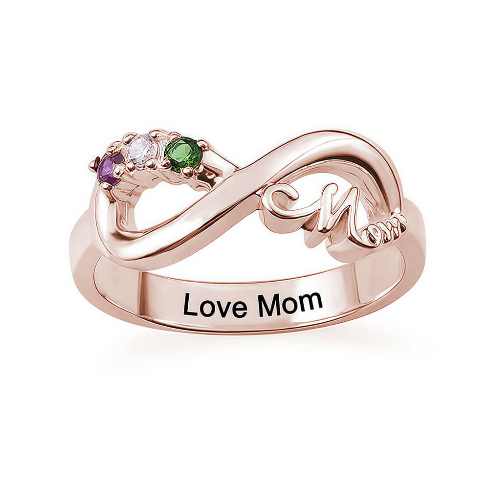 Personalised Infinity Birthstone Ring in Sterling Silver