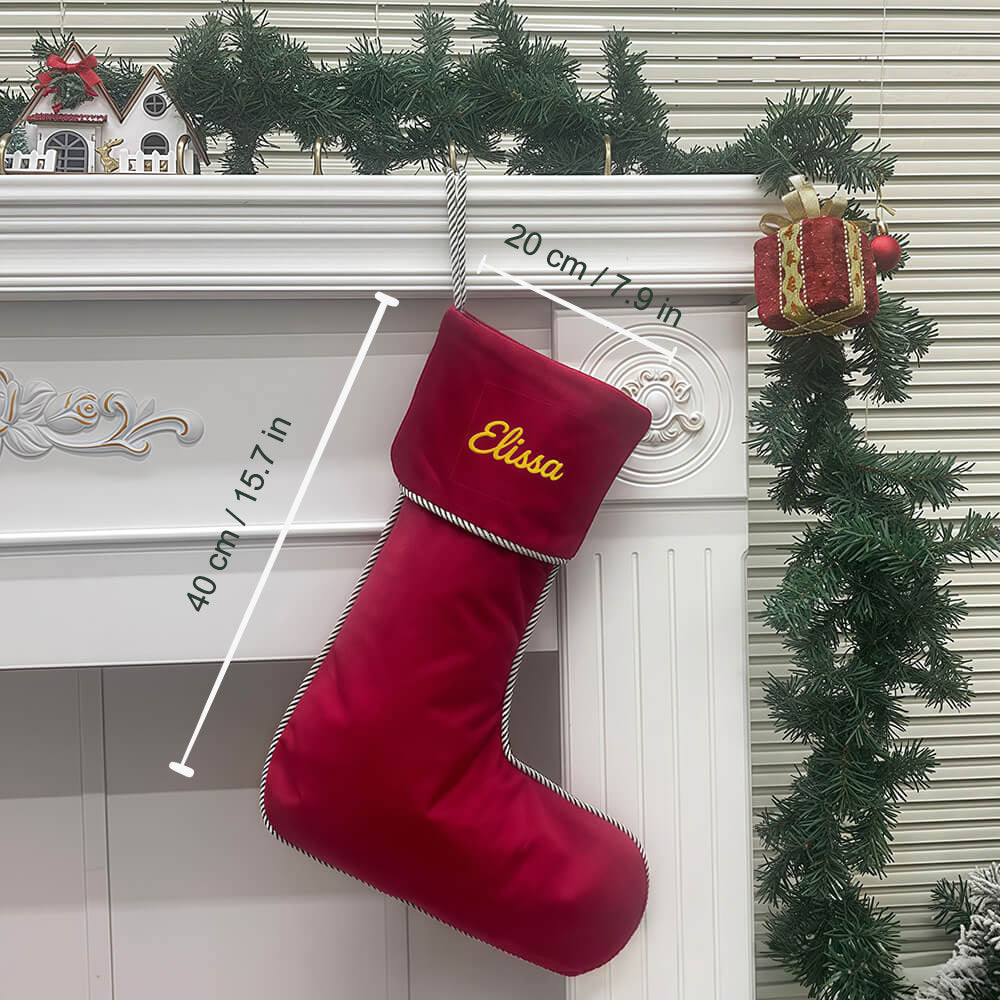 Personalized Velvet Christmas Stocking with Embroidered Name