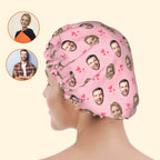 Pink Hearts Personalized Shower Cap – Custom Customizable Shower Cap for Couple Valentine's Day Gift