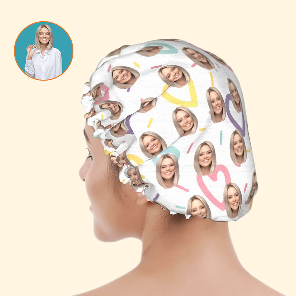 Colorful Hearts Shower Cap - Customized Shower Cap for Lovers, Valentine's Day Gift