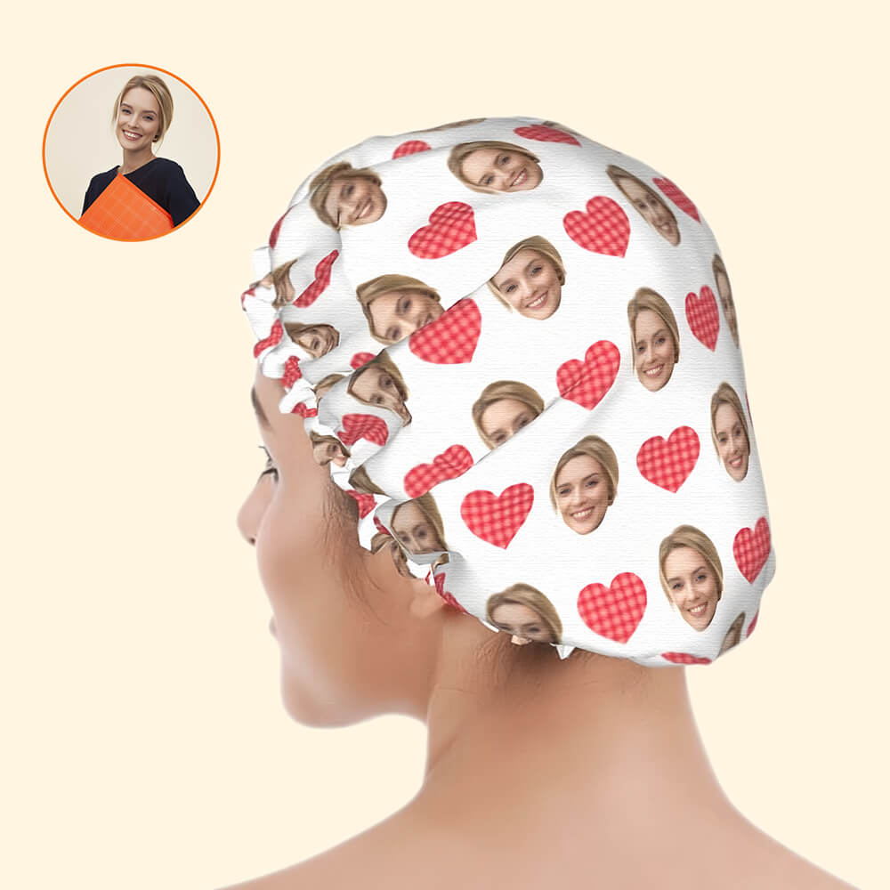 Red Heart Shower Cap – Personalized Shower Cap for Romantic Gifts and Special Occasions