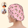 Double Heart Personalized Photo Shower Cap – Customizable Shower Cap for Couples
