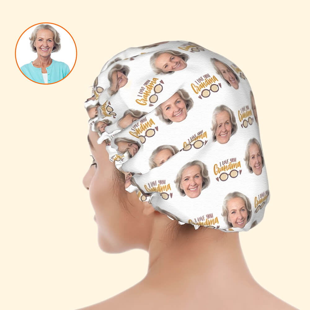 Grandma Custom Face Shower Cap – Personalized Shower Cap Gift for Grandma Mother's Day Gift