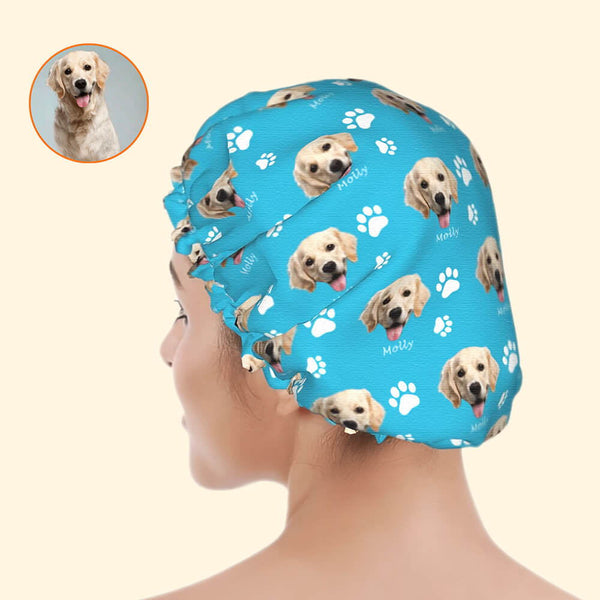 Pawprint on Shower Cap -  Personalized Shower Cap for Pet Lovers, Gift for Dog Lovers