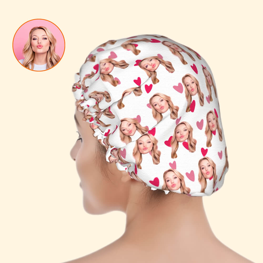 Colorful Hearts Design Custom Shower Cap – Perfect Valentine's Day Gift