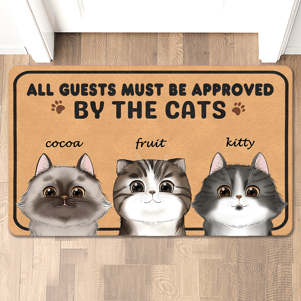 All Guests Must Approved By Custom Cat Doormat  Funny Doormat for Pet Lovers