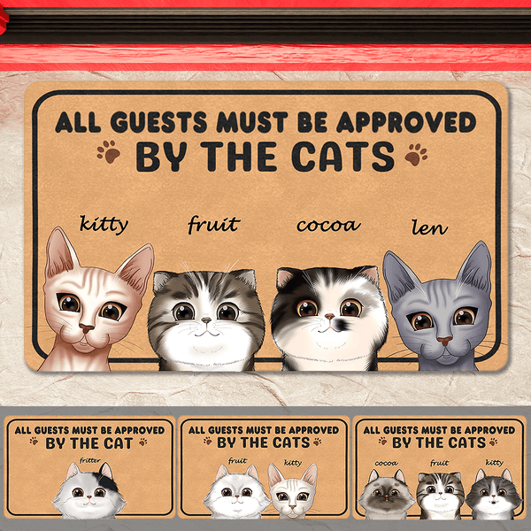 All Guests Must Approved By Custom Cat Doormat  Funny Doormat for Pet Lovers