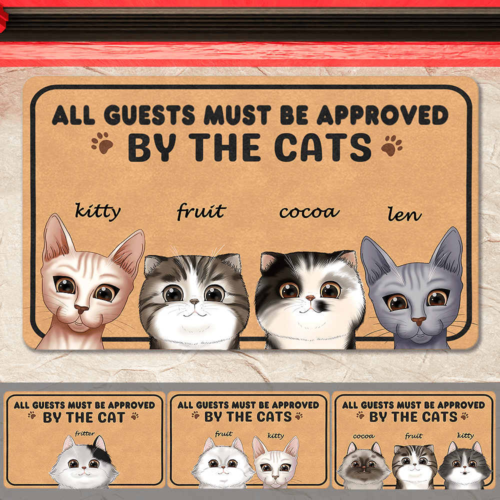 All Guests Must Approved By Custom Cat Doormat  Funny Doormat for Pet Lovers
