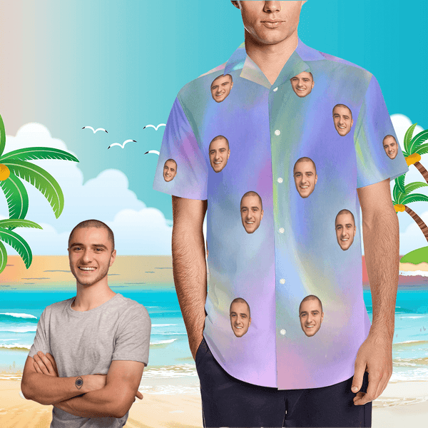 Hawaii shirt print Custom print hawaiian shirt Custom hawaiian shirts face Colorful