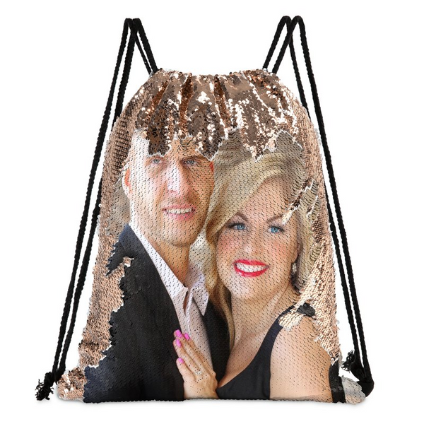 Sequin Drawstring bags with photo Custom drawstring backpack