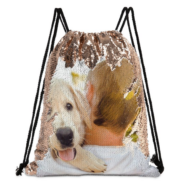Sequin Drawstring bags with photo Custom drawstring backpack