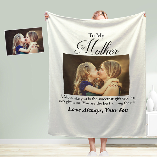 Personalised photo blanket for Mother's Day Gift Photo fleece blanket