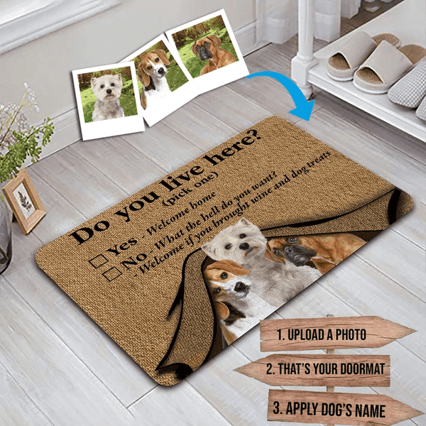 Do you live here Custom Dog Doormat Personalized Doormat