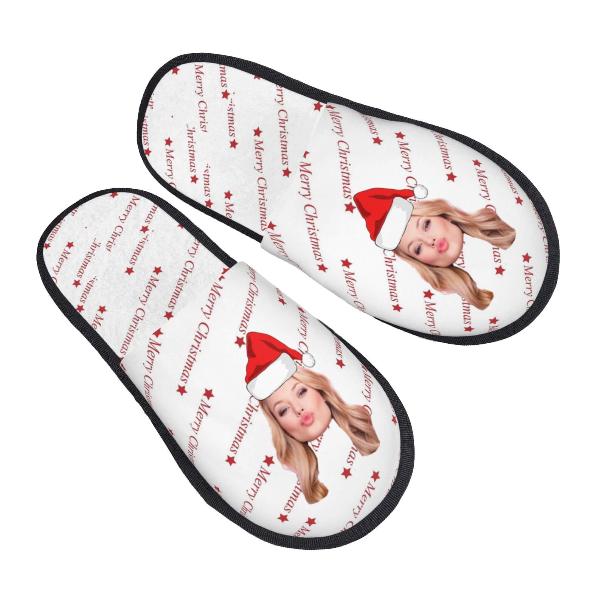 Custom Face Women's and Men's Slippers Christmas Gift