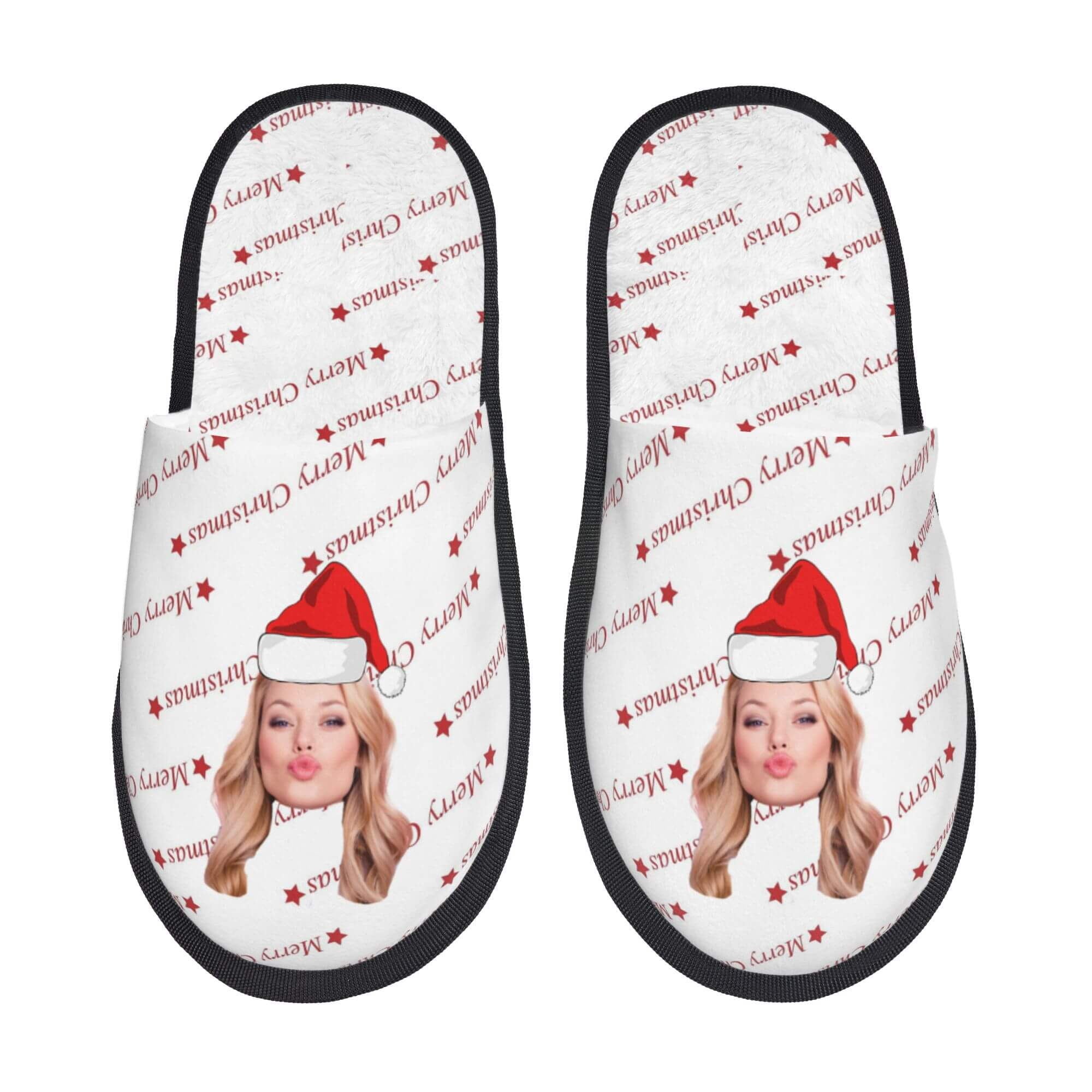 Custom Face Women's and Men's Slippers Christmas Gift